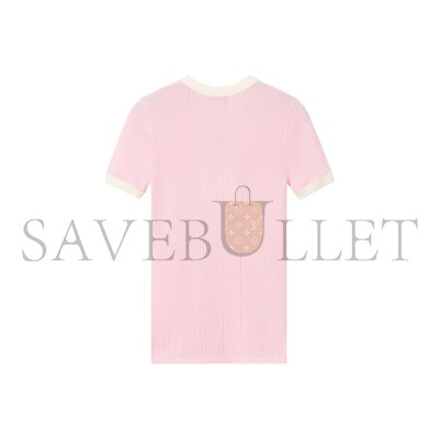 CHANEL 25M WHITE & PINK COTTON CC RIBBED LOGO P78617